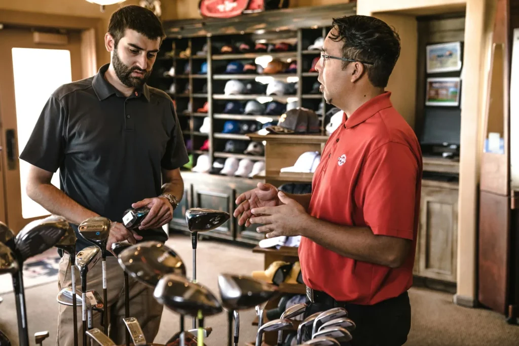 customer service in a golf shop