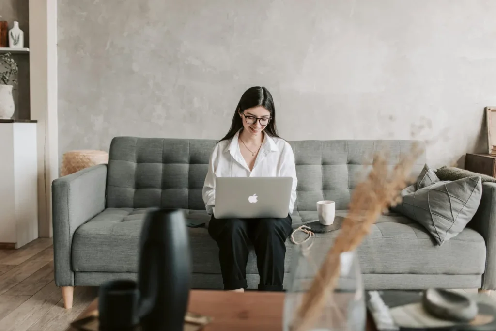 picture of woman working on laptop