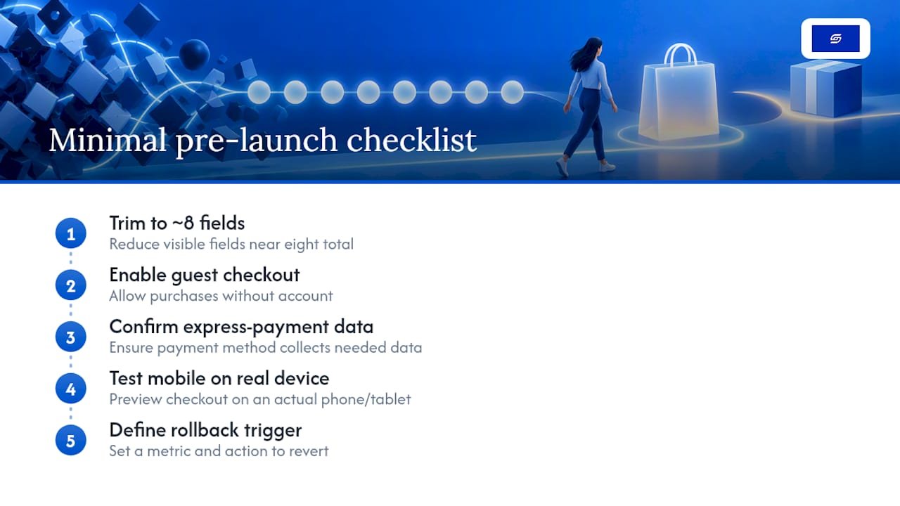 Cut Friction, Not Features: Shopify One Page Checkout, Trim to Eight Fields Five checks for checkout launch readiness