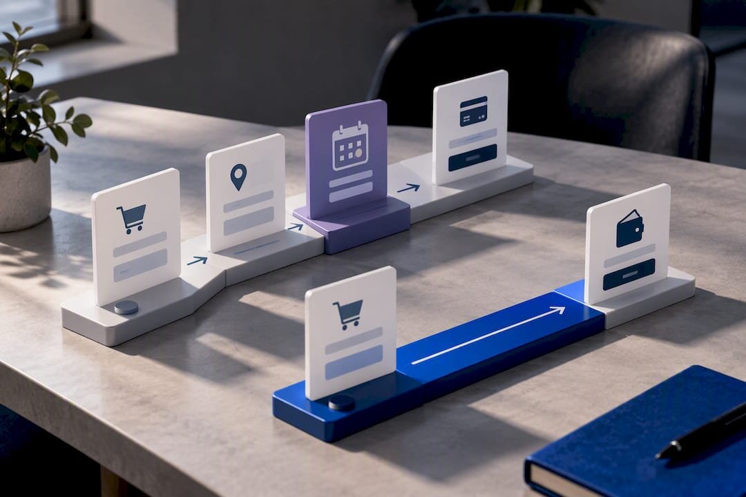 Cut Friction, Not Features: Shopify One Page Checkout, Trim to Eight Fields Standard and accelerated checkout paths diverge