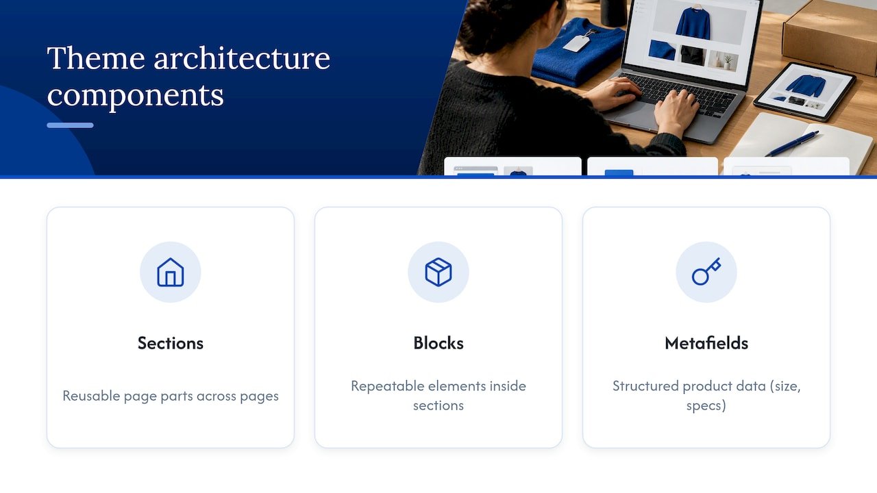 Store Owners: When a Custom Shopify Theme Is Worth $6,000 SGD Shopify sections blocks and metafields diagram