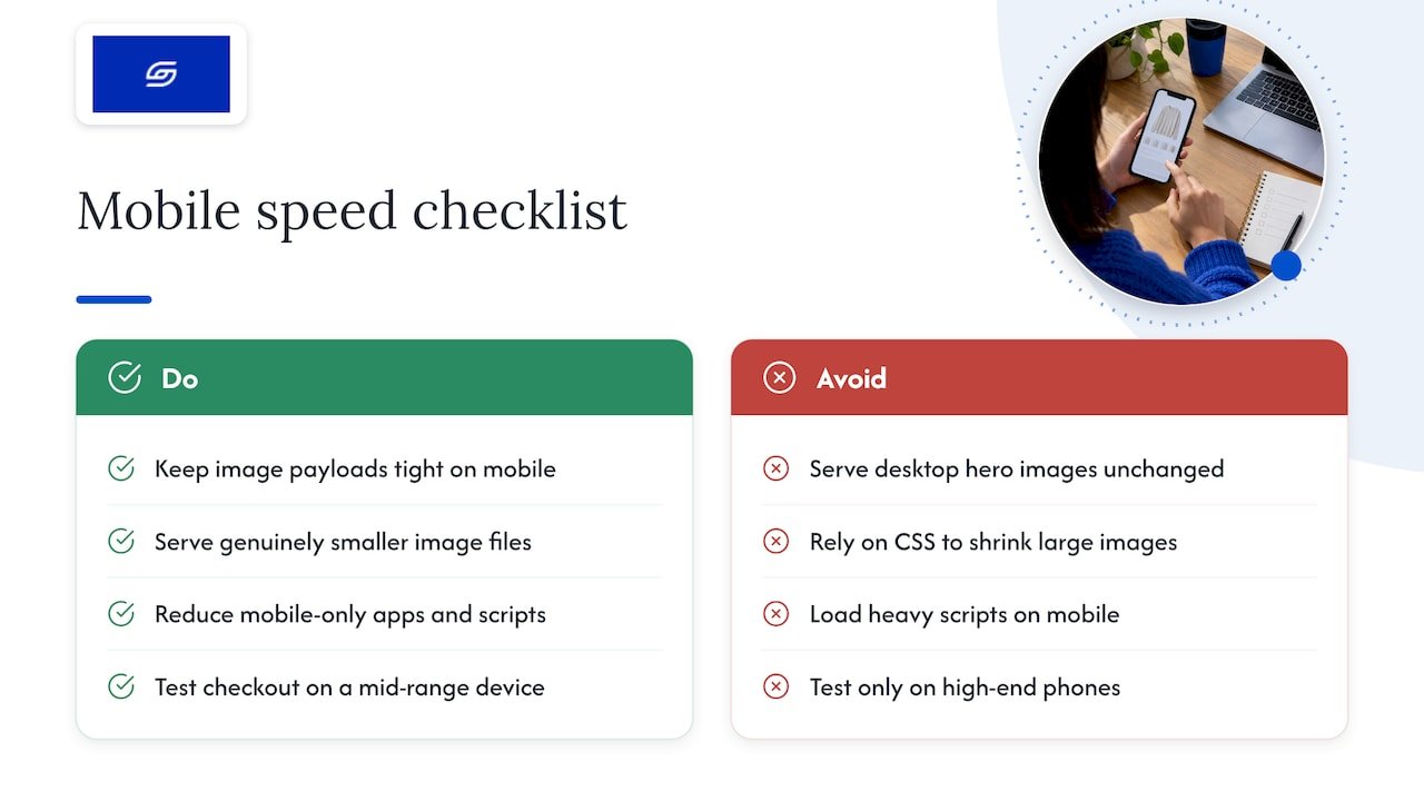 Real user monitoring first: Shopify speed optimization for stores Mobile-specific speed optimisation techniques — overview diagram