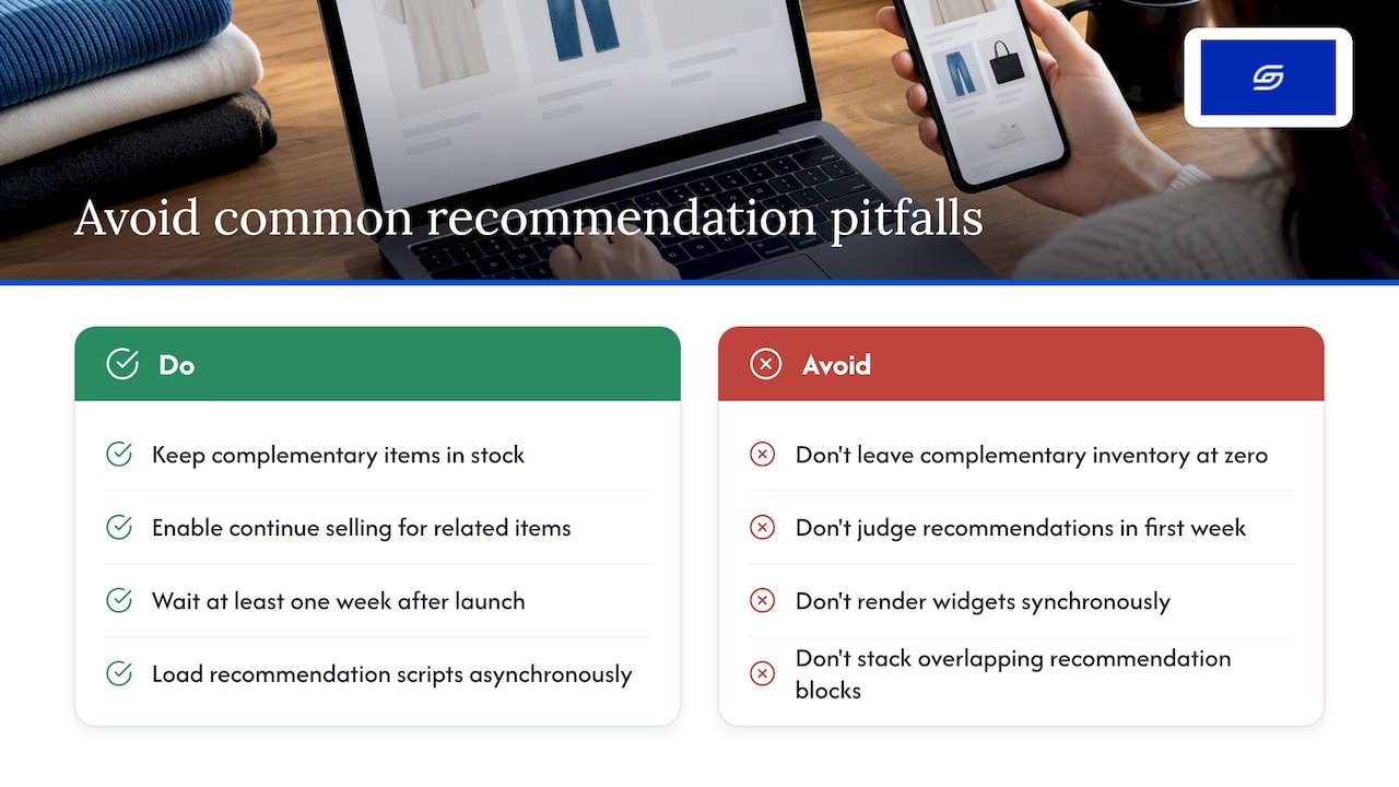 Shopify Product Recommendations: Native Intents, API, and When to Hire Common pitfalls that quietly break your recommendations — overview diagram
