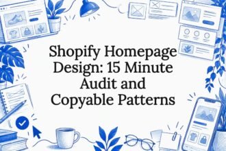 Hand-drawn homepage design audit title card