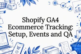 Sketch of ecommerce tracking elements framing title