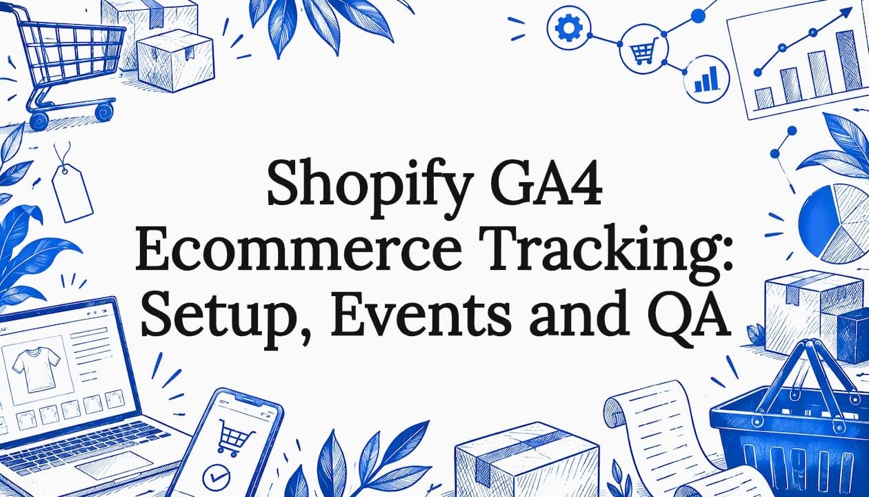 Sketch of ecommerce tracking elements framing title