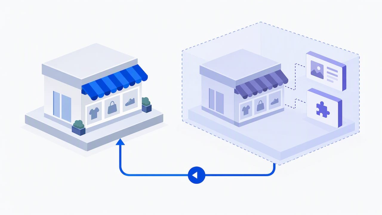 Live store and isolated staging copy before launch