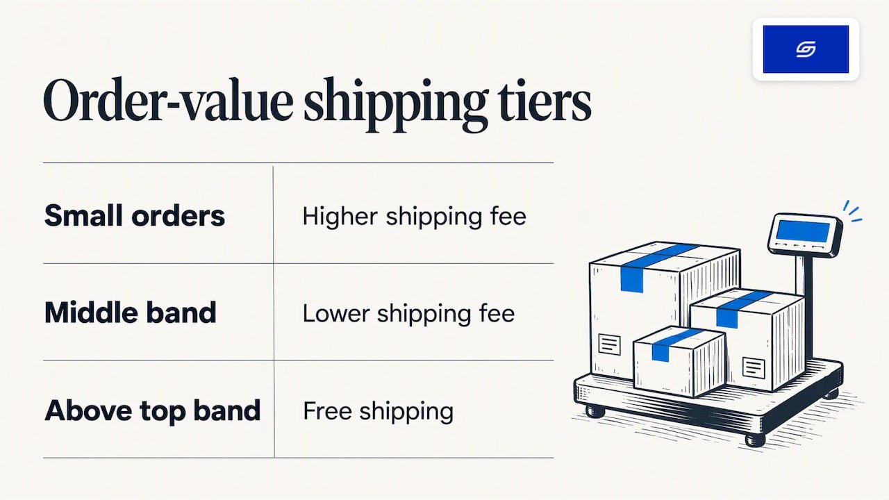 Three order-value bands with shipping fees