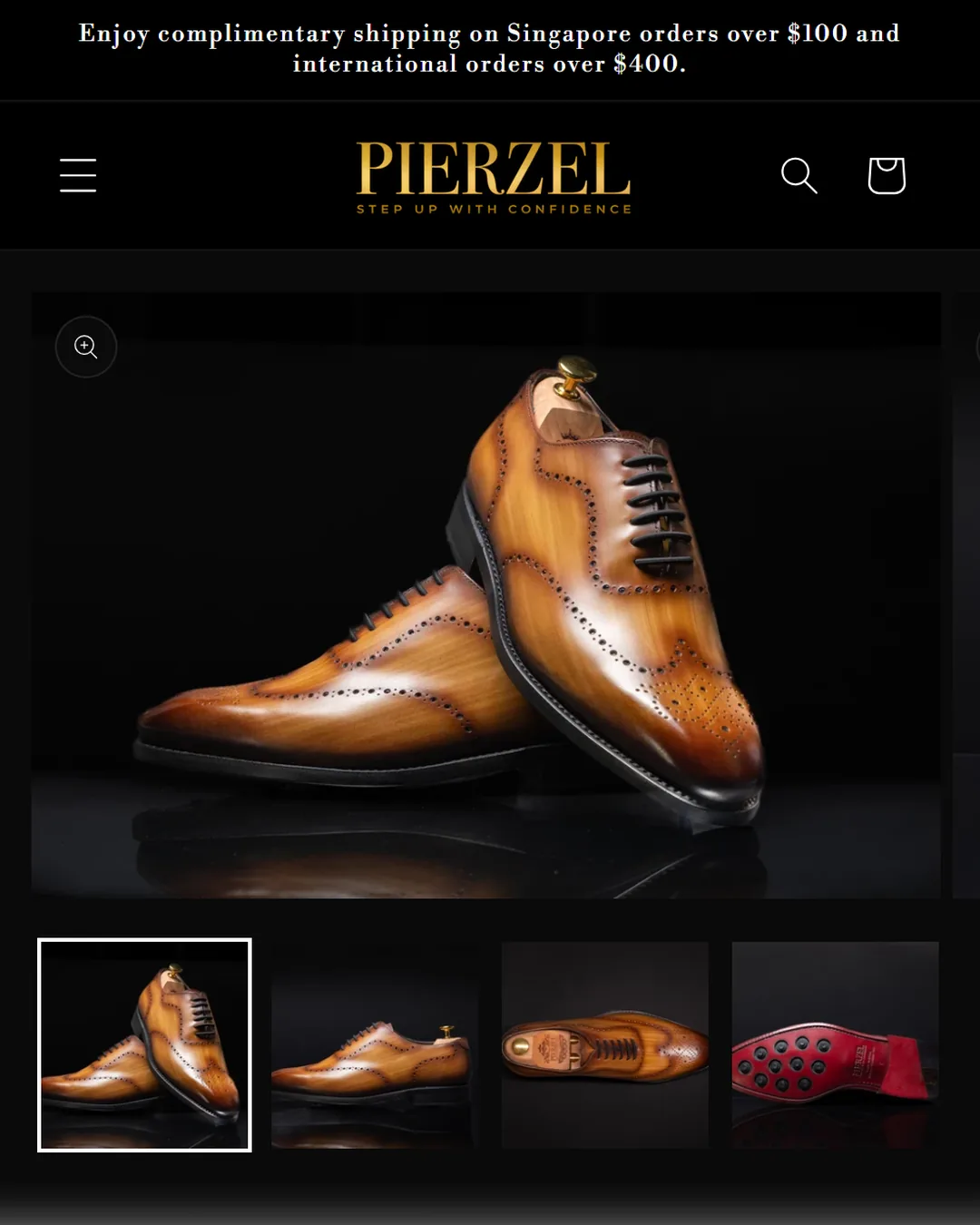 Pierzel Alvaro product page on mobile
