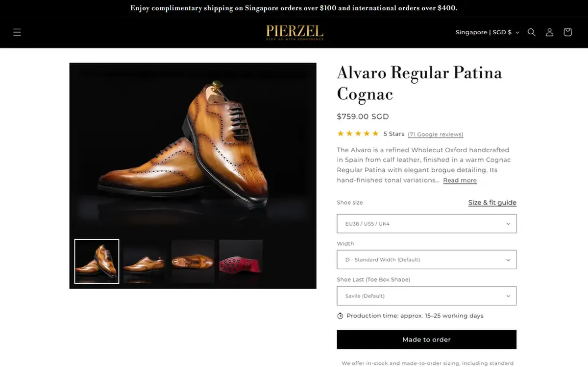 Pierzel Shopify store built by Soodo